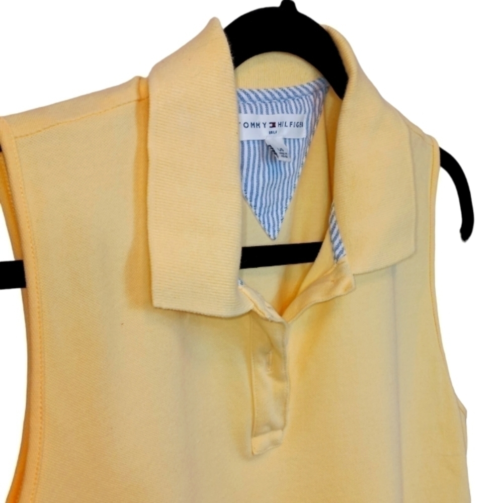 Tommy Hilfiger sleeveless yellow collared polo golf shirt size large - Picture 2 of 7